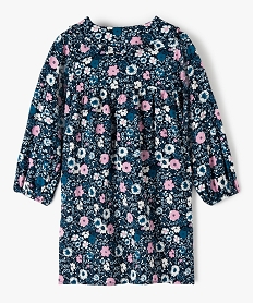 robe fille fleurie a manches longues et grand col bleuD021701_3