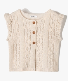 gilet fille sans manches a maille fantaisie pailletee beige giletsD024201_1