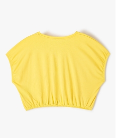 tee-shirt fille imprime a coupe courte et loose jauneD027401_3