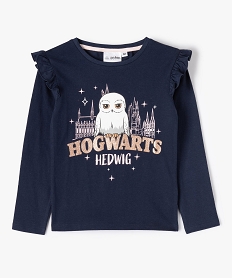 GEMO Tee-shirt fille à manches longues imprimé Hedwige - Harry Potter Bleu
