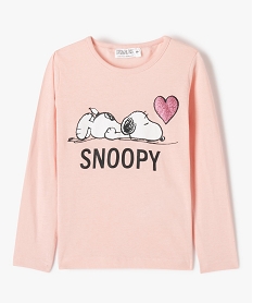 GEMO Tee-shirt fille à manches longues grand imprimé à paillettes Snoopy - Peanuts Rose