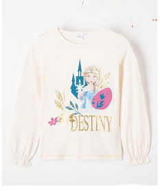 tee-shirt fille avec motif paillete la reine des neiges - disney beige tee-shirtsD030801_1
