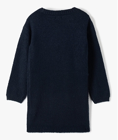 robe pull fille en maille tricotee douillette et imprimee bleuD032701_3