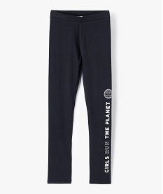 GEMO Legging fille à ceinture plate et motif contrastant Noir