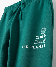 jogging fille en molleton doux a large taille elastiquee vert pantalonsD035301_2