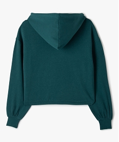 sweat fille a capuche coupe courte et large vert sweatsD036201_3