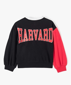 sweat fille avec manches contrastantes - harvard grisD036801_4