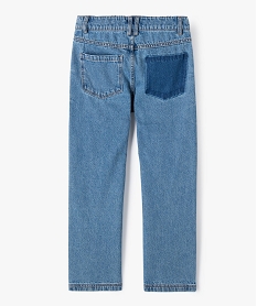 jean fille regular a taille haute et details fonces gris jeansD037701_3