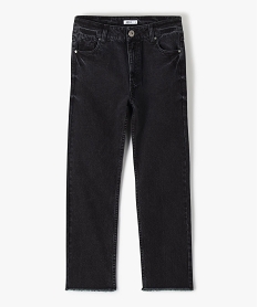 jean fille regular a taille haute et finition bord-franc noir jeansD037901_1