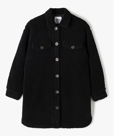 GEMO Veste fille longue en fourrure imitation Noir