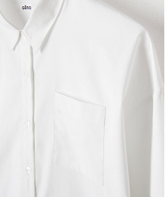 chemise fille a manches longues coupe courte blanc chemises et blousesD039001_2