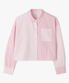 GEMO Chemise fille rayée à manches longues coupe courte Imprimé