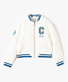 GEMO Blouson bomber fille matelassé à détails rayés - Camps United Beige