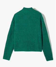 pull fille col montant avec torsade sur lavant vert pullsD042201_4