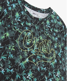 tee-shirt fille ample a motif feuillage et inscription fluo imprime tee-shirtsD043201_2