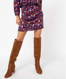 GEMO Jupe femme imprimée effet drapé Violet