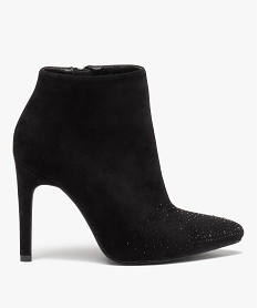 boots femme a talon en suedine avec strass noir bottines et bootsD048301_1