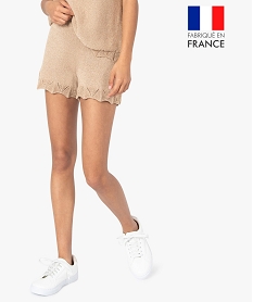 GEMO Short femme pailleté en maille 3D innovante Beige