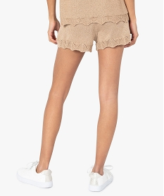 short femme paillete en maille 3d innovante beige shortsD049101_3