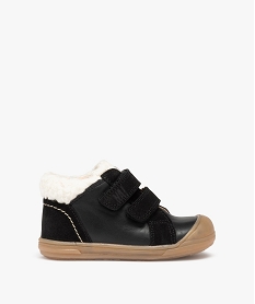 GEMO Baskets bébé garçon en cuir à col fourré - NA! Noir