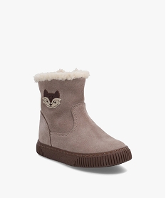 boots fourrees fille dessus cuir retourne uni - na! beigeD051101_2