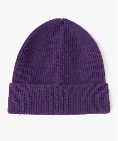 GEMO Bonnet femme en maille côtelée violet standard