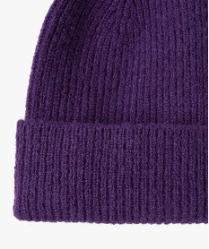 bonnet femme en maille cotelee violet standard autres accessoiresD052801_2