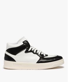 GEMO Baskets homme mid-cut bicolores à lacets blanc chine