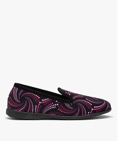 chaussons charentaises en velours ras imprime femme violetD055101_1