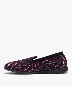 chaussons charentaises en velours ras imprime femme violetD055101_3