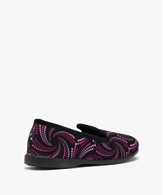 chaussons charentaises en velours ras imprime femme violetD055101_4