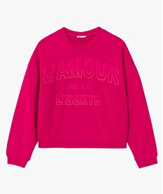 sweat femme ample et court avec message rose sweatsD055501_4