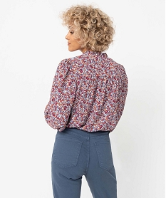 chemise femme a motifs fleuris et col fronce imprime blousesD055801_3