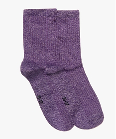 chaussettes femme unies pailletees violet chaussettesD057301_1