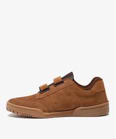 baskets homme dessus cuir uni fermeture scratch brun baskets et tennisD057701_3