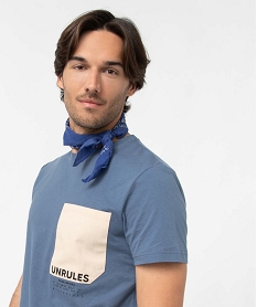 tee-shirt homme a manches courtes avec poche contrastante bleu tee-shirtsD060901_2