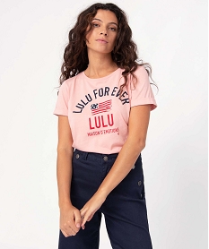 GEMO Tee-shirt femme avec inscription - LuluCastagnette Rose