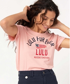 tee-shirt femme avec inscription - lulucastagnette rose t-shirts manches courtesD063601_2