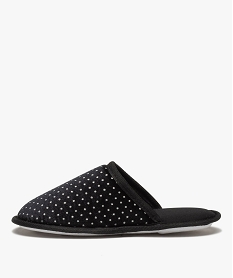 chaussons femme mules plates en velours a pois brillants noir standardD064401_3