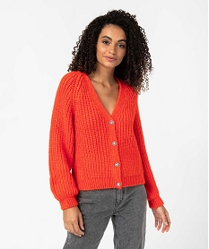 Gilet rouge femme shop grosse maille