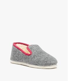 chaussons femme style charentaises bicolores grisD065501_2