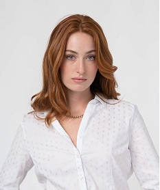 chemise femme a motifs pailletes avec manches retroussables blanc chemisiersD065701_2