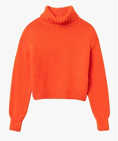 pull femme a col roule coupe courte orange pullsD067601_4
