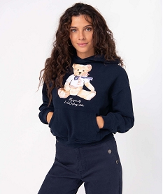 sweat femme a capuche avec motif - lulucastagnette bleu sweatsD070401_1