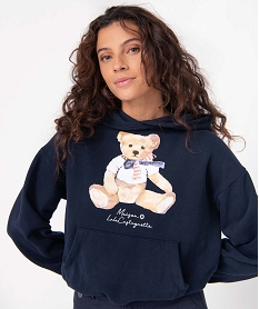 sweat femme a capuche avec motif - lulucastagnette bleuD070401_2