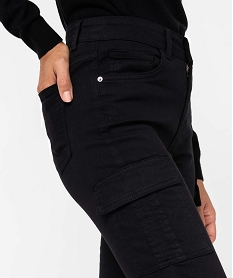 pantalon femme coupe cargo en toile extensible noir pantalonsD070601_2