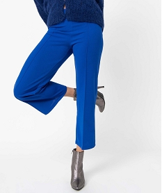pantalon femme en toile coupe large bleuD071701_2