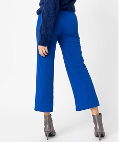 pantalon femme en toile coupe large bleuD071701_3