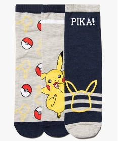 GEMO Chaussettes garçon avec motif Pikachu (lot de 3) - Pokemon Gris