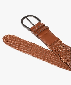 ceinture femme tressee avec grosse boucle en metal brun autres accessoiresD077601_2